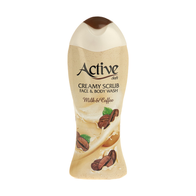 شامپو صورت و بدن کرمی اسکراب اکتیو رایحه قهوه حجم 400 ml