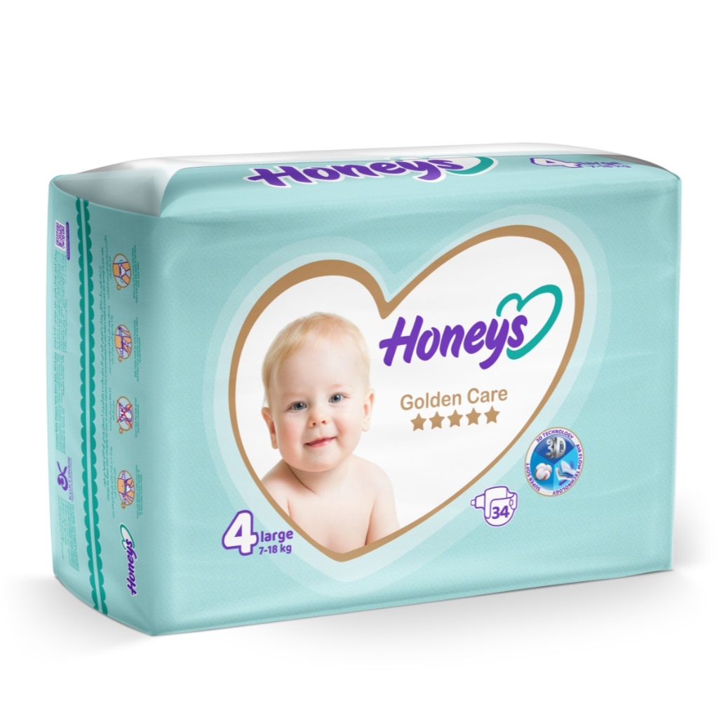 پوشک هانیز سایز 4 بسته 34 عددی