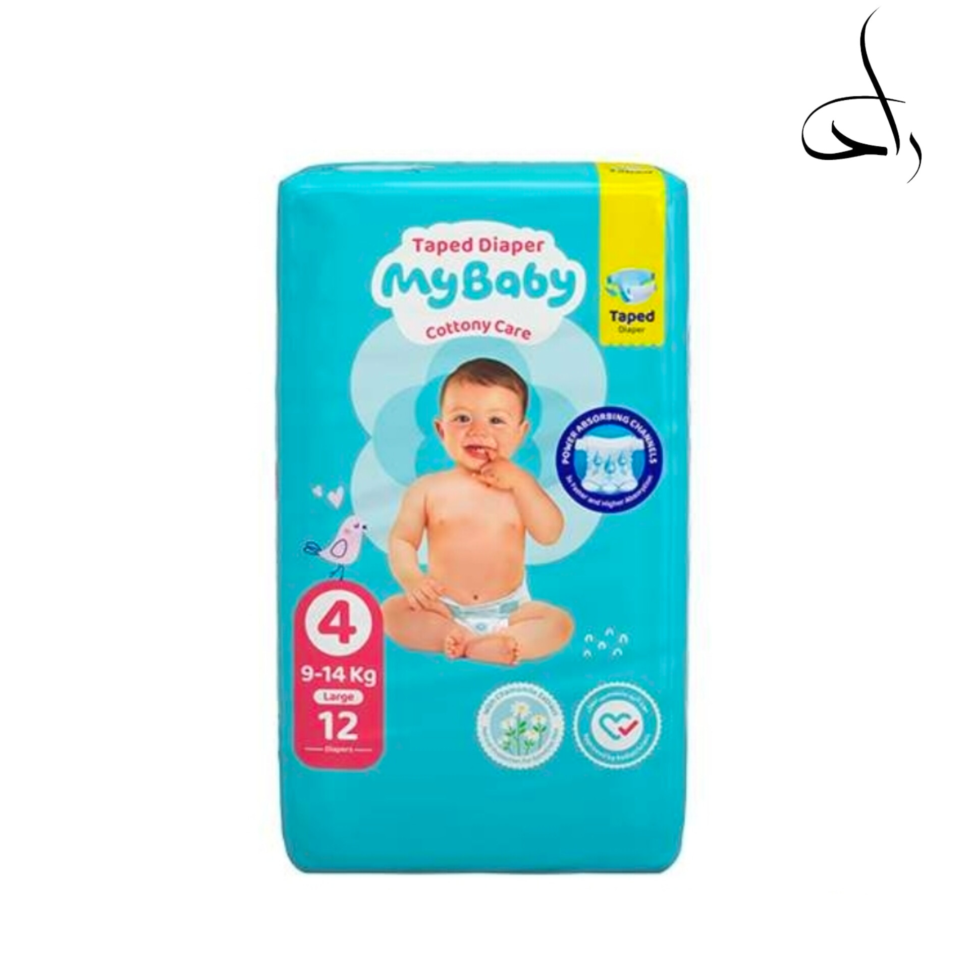 پوشک چسبی مای بیبی آبی سایز 4 بسته 12 عددی