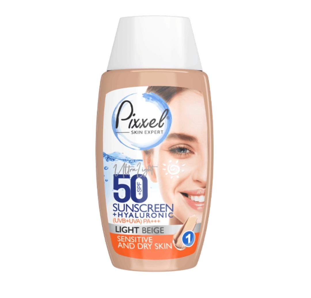 کرم ضد آفتاب پیکسل رنگ بژ روشن SPF50 مناسب پوست خشک تا نرمال و حساس