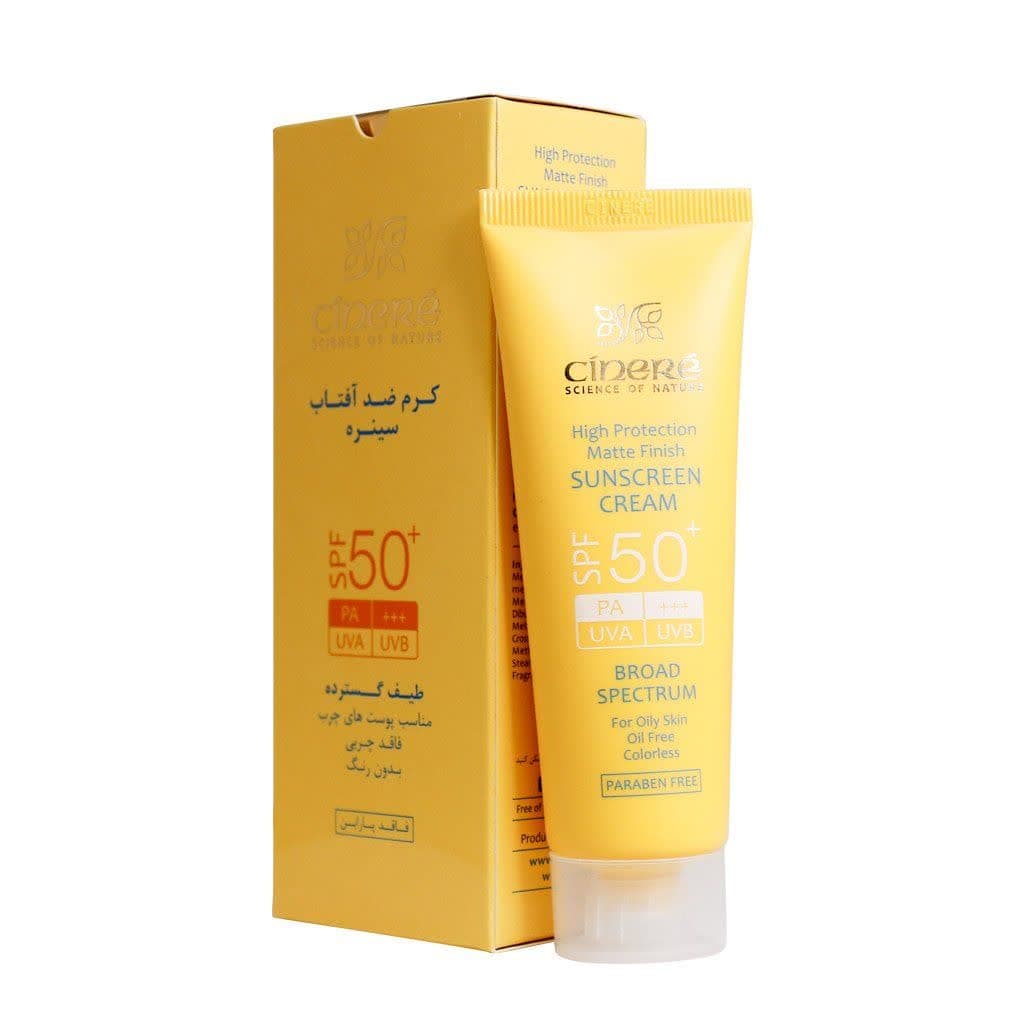 کرم ضد آفتاب سینره SPF50 بی رنگ فاقد چربی