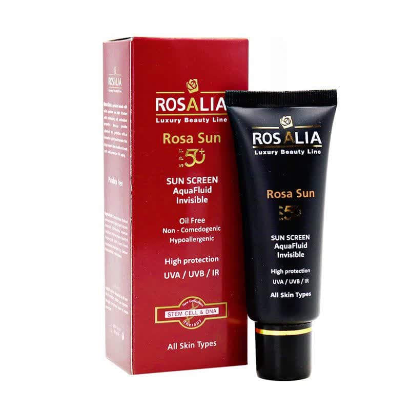کرم ضد آفتاب رزالیا SPF50 بی رنگ مناسب انواع پوست مدل رزا سان
