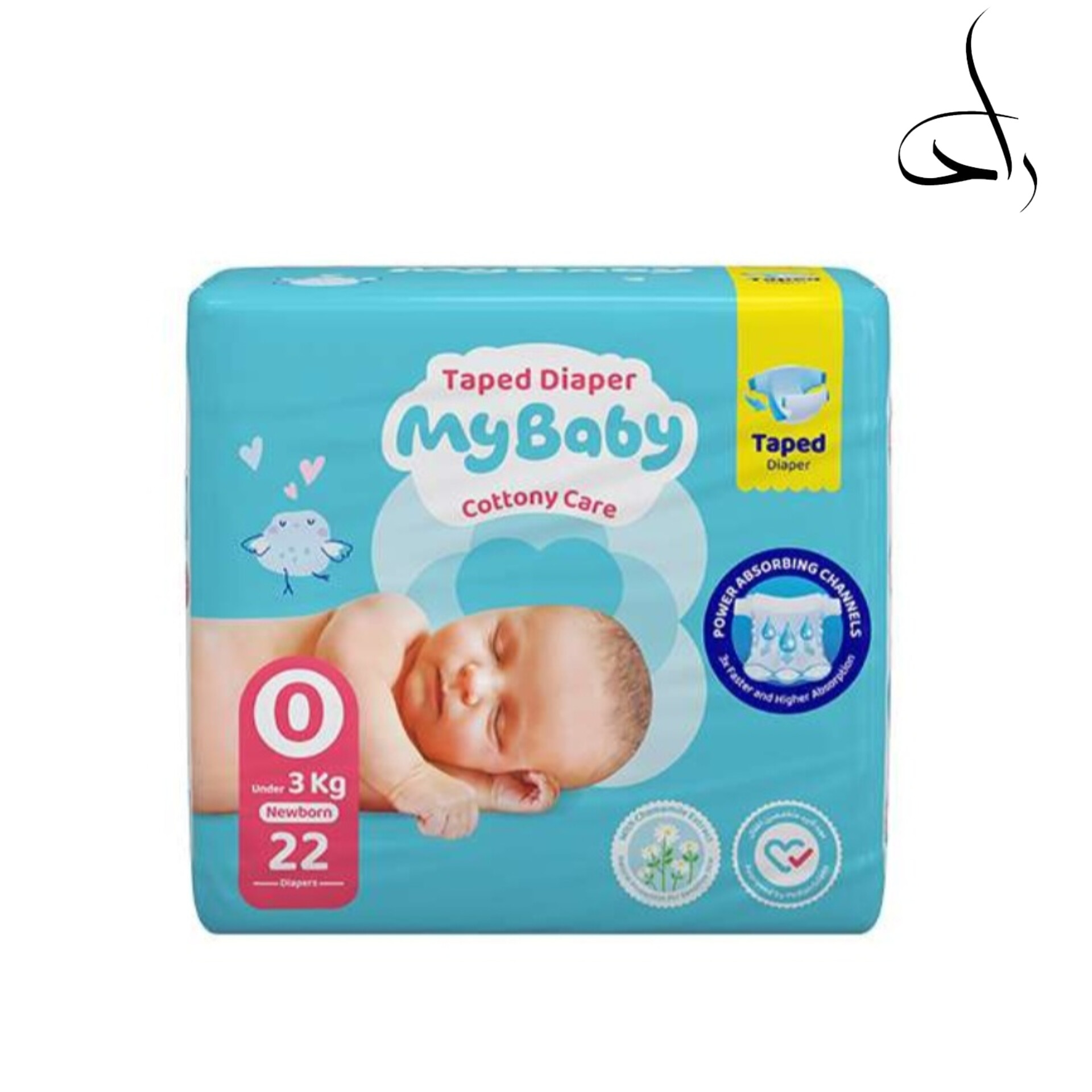 پوشک چسبی مای بیبی آبی سایز 0 بسته 22 عددی