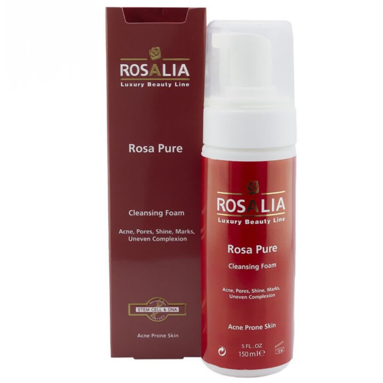 فوم پاک کننده صورت رزالیا مخصوص پوست چرب مدل Rosa Pure