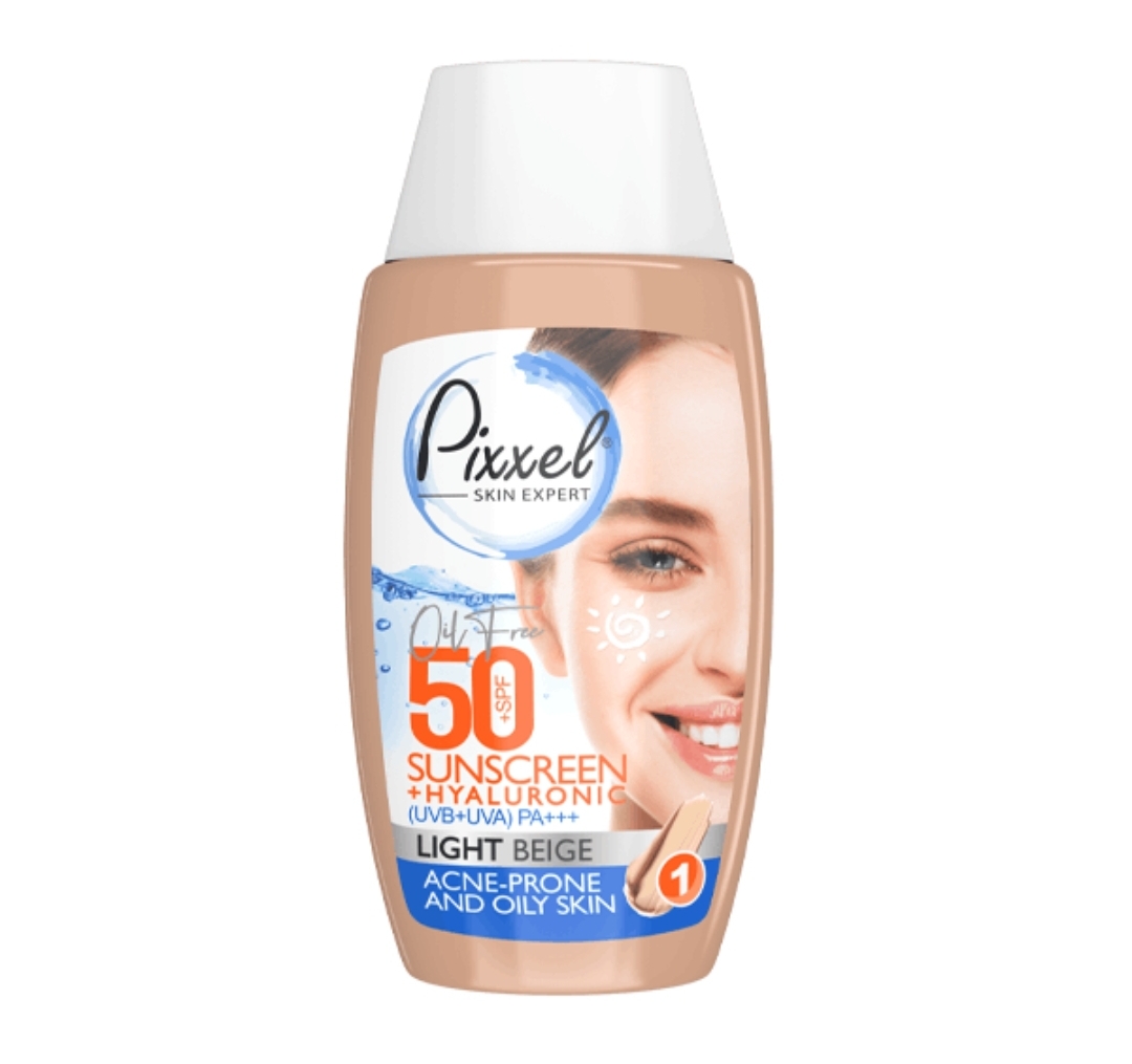 کرم ضد آفتاب پیکسل رنگ بژ روشن SPF50 مناسب پوست چرب،جوش دار و مختلط